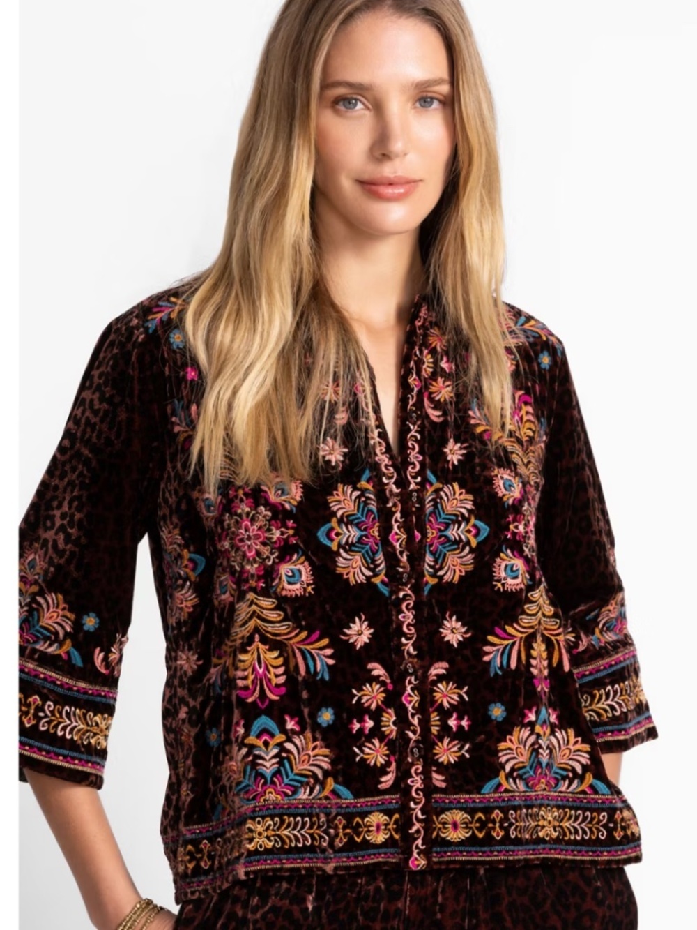 NWT Johnny Was KIMONO SLEEVE SHIRT Size US L